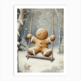 Cute Gingerbread man Christmas Painting Art Print