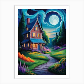 House At Night Art Print