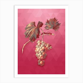 Vintage Grape Vine Botanical in Gold on Viva Magenta 1 Art Print
