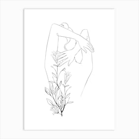 Flower Girl Line Drawing Art Print