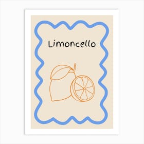 Limoncello Doodle Poster Blue & Orange Art Print