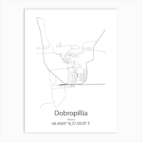 Dobropillia,Ukraine Minimalist Map Art Print