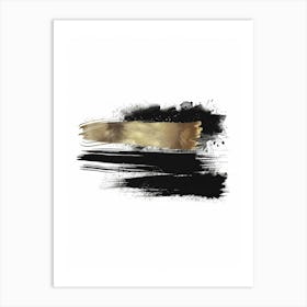 Gold And Black Brush Strokes 6 Art Print