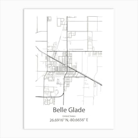 Belle Glade,United States Minimalist Map 1 Art Print