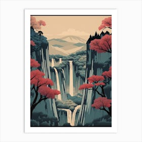 Shiraito Falls, Japan Vintage Travel Art 4 Art Print