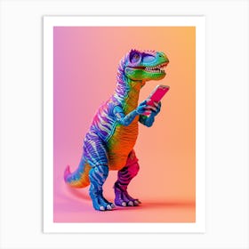 Toy Dinosaur On The Phone 2 Art Print