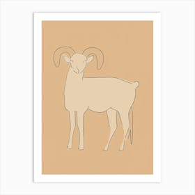 Ram - Boho, Line Art Art Print