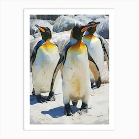 King Penguin Boulders Beach Simons Town Colour Block Painting 2 Art Print