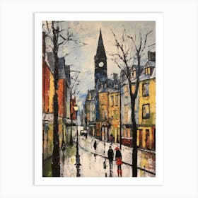 Vintage Winter Painting Glasgow United Kingdom Art Print