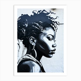 Graffiti Mural Of Beautiful Black Woman 110 Art Print