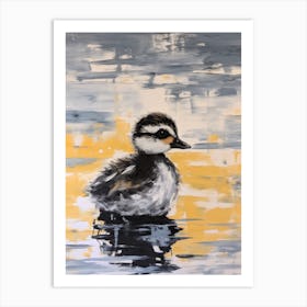 Orange & Grey Duckling Painting 2 Art Print