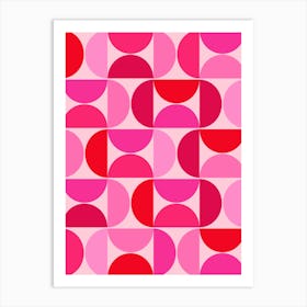 Mid Century Modern Pink And Red Art Print