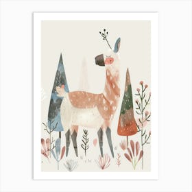 Charming Nursery Kids Animals Llama 4 Art Print