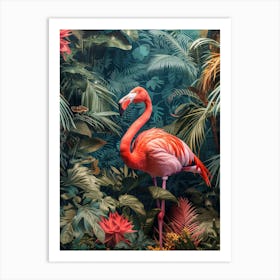 Greater Flamingo Bolivia Tropical Illustration 6 Art Print