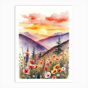 Watercolor Landscape Painting 1 Art Print