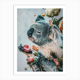 Koala with Flowers Art Print