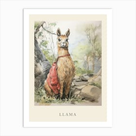 Beatrix Potter Inspired  Animal Watercolour Llama 2 Art Print