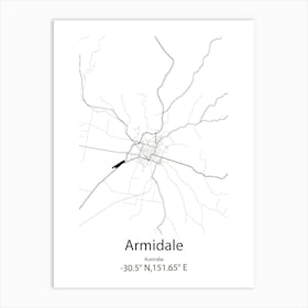 Armidale,Australia Minimalist Map Art Print