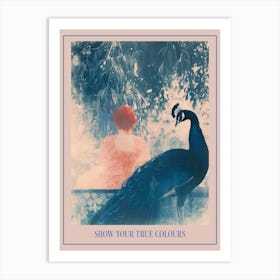 Peacock & Red Haired Lady In Royal Clothing Poster Art Print