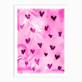 Pink Hearts Art Print