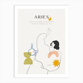 Aries Zodiac Sign One Line Art Print
