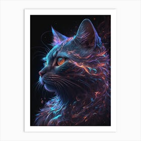 Galaxy Cat In Flames Art Print