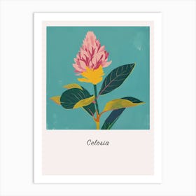 Celosia 2 Square Flower Illustration Poster Art Print