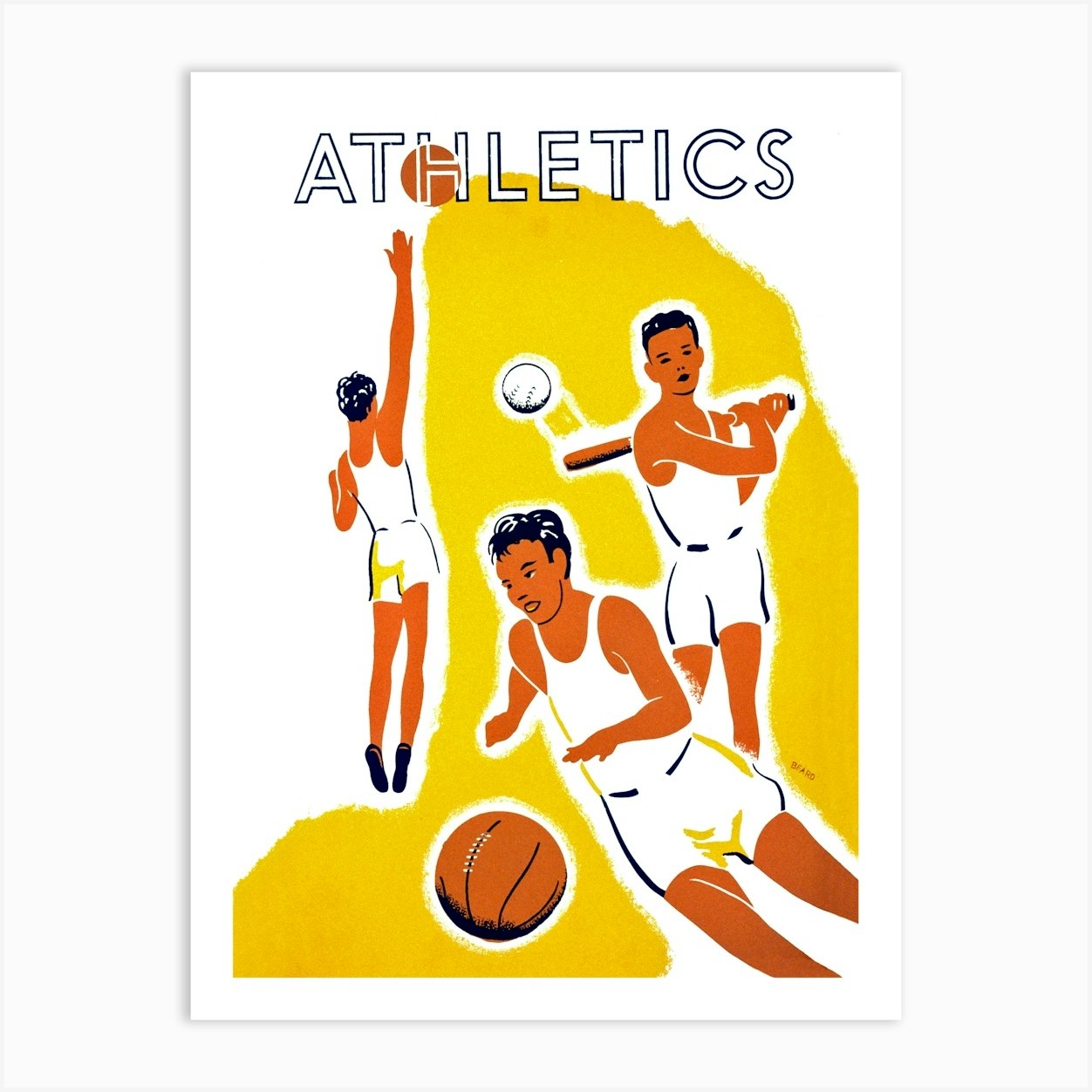 Athletics, Vintage Sport Poster Art Print by Vintage Spirit