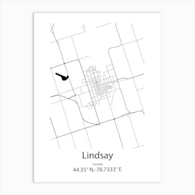 Lindsay,Canada Minimalist Map Art Print