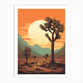  Retro Illustration Of A Joshua Trees At Dawn In Desert 1 Art Print