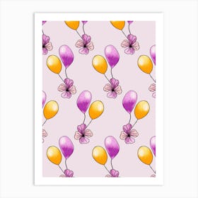 Purple And Yellow Balloons Art Print