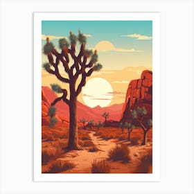  Retro Illustration Of A Joshua Trees At Dusk In Desert 4 Art Print