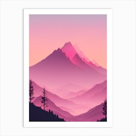 Misty Mountains Vertical Background In Pink Tone 52 Art Print