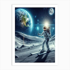 Astronaut On The Moon Art Print