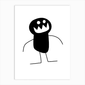 Kids Art Black  Mascot Monster Art Print