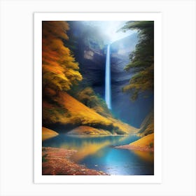 Waterfall In Autumn 3 Art Print