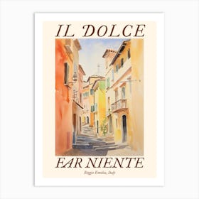 Il Dolce Far Niente Reggio Emilia, Italy Watercolour Streets 4 Poster Art Print