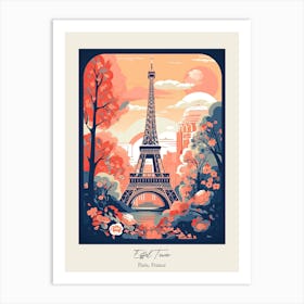 Eiffel Tower   Paris, France   Cute Botanical Illustration Travel 2 Poster Art Print