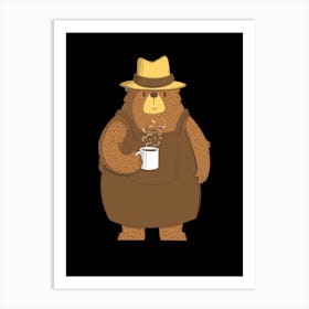 Bear With A Cup Of Coffee Art Print