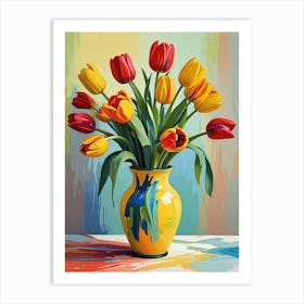 Tulips In A Yellow Vase Living Room Art Print (2) Art Print