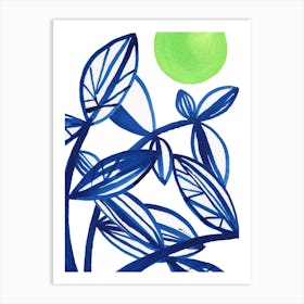 Summer Blue Leaves Art Print