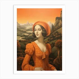 Lady In An Orange Dress Art Print