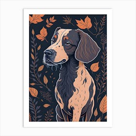 Floral Dog Portrait Boho Minimalism (21) Art Print