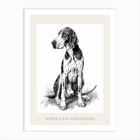 American Foxhound Dog Line Sketch Poster Art Print