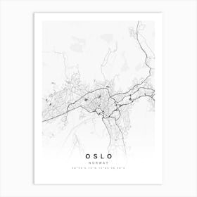 Oslo Norway White Map Art Print