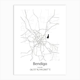 Bendigo,Australia Minimalist Map Art Print