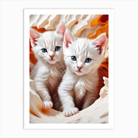 White Kittens 1 Art Print