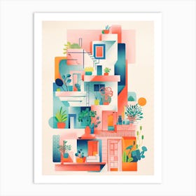 A House In Barcelona, Abstract Risograph Style 4 Art Print
