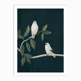 Minimalist Birds On Branch 2 Art Print