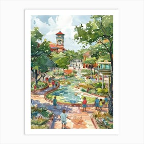 Storybook Illustration Red River Cultural District Austin Texas 2 Art Print